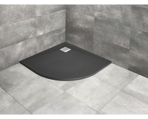 Cădiță de duș semirotundă Radaway Kyntos A 80x80x3 cm compozit negru HKA8080-54