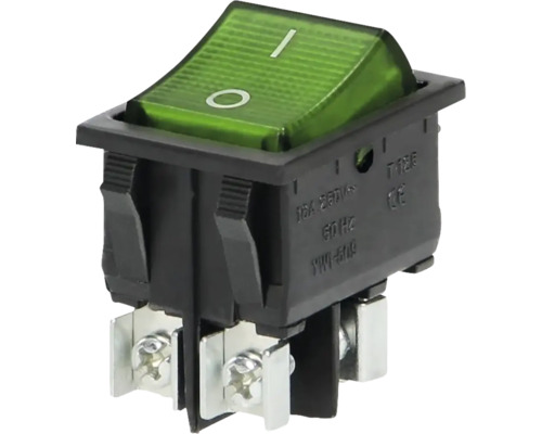 Buton întrerupător cu LED, On/Off, 230 V, verde/negru