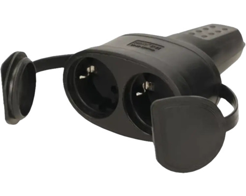 Priza dublă cu contact de protecție cu capace rabatabile pentru exterior