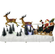 Decorațiune de Crăciun cu Moș Crăciun în sanie și reni