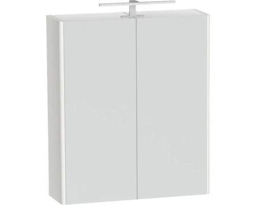 Dulap baie cu oglindă Cubo și iluminare LED, 2 uși, PAL, 70x65 cm alb