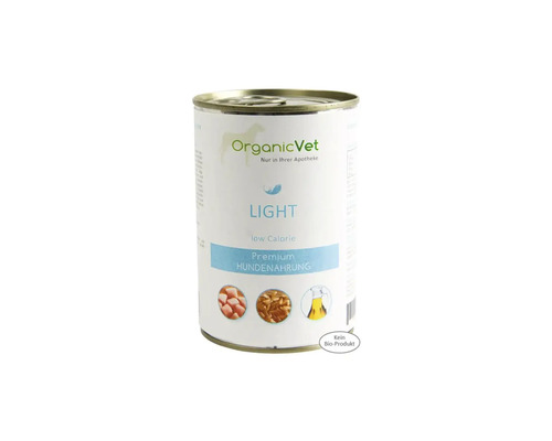 Hrană umedă pentru câini OrganicVet Light cu pui 400 g