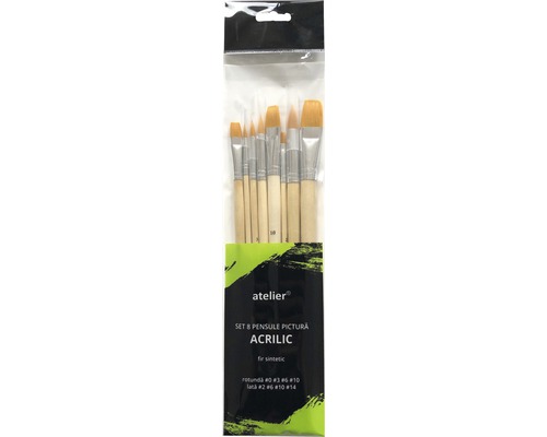 Set 8 pensule pentru pictură în acrilic Atelier