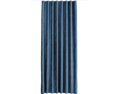 Cortină albastră cu bandă de încrețire pentru decorarea ferestrelor