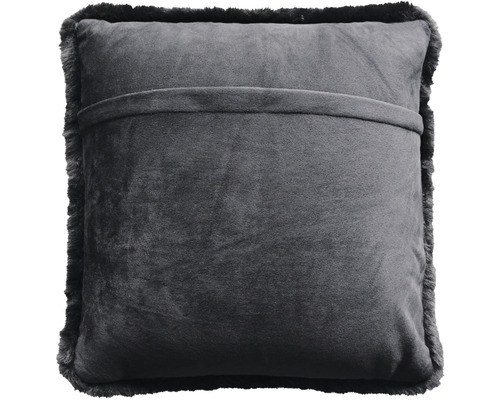 Pernă decorativă cu margine de blană artificială și buzunar