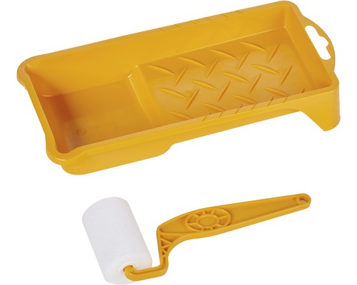 Set trafalet 5 cm, burete fin, Ø 35 mm, cu tăviță vopsea 10x22 cm pentru lacuri Rola de vopsea și tavă de vopsea