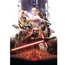 Afișul filmului Star Wars: Ascensiunea lui Skywalker cu personajele principale Rey, Finn, Kylo Ren, Chewbacca, Poe Dameron și BB-8