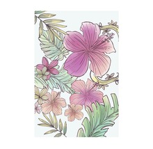 Ilustrație cu frunze tropicale și flori de hibiscus
