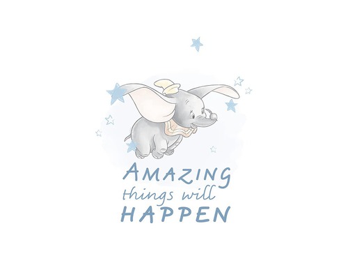 Ilustrație cu elefantul Dumbo cu inscripția Amazing Things Will Happen