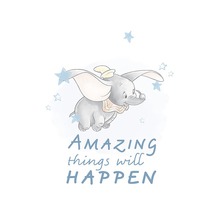 Ilustrație cu Dumbo cu inscripția ''Amazing things will happen''