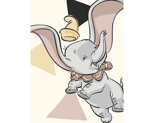 Ilustrație cu Dumbo, elefantul zburător cu pălărie