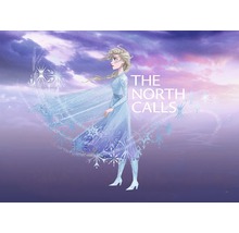 Ilustrație cu personajul Elsa din filmul Regatul de gheață cu textul The North Calls.