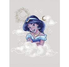 Ilustrație cu Jasmine din filmul Aladdin, înconjurată de nori și luni