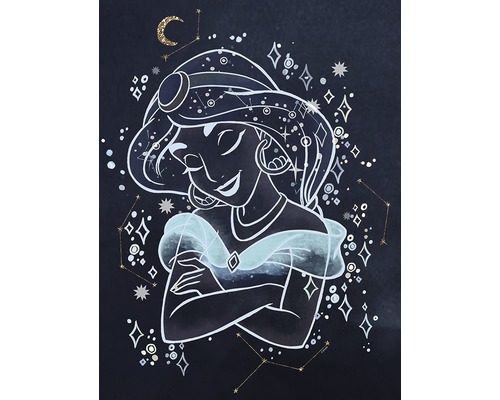 Ilustrație cu prințesa Jasmine cu stele și lună