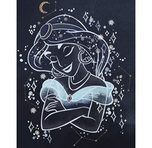 Ilustrație cu o Iasomie zâmbitoare cu constelații