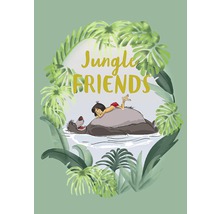 Ilustrație cu Mowgli și Baloo cu inscripția Jungle Friends