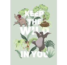 Ilustrație cu personaje din Cartea Junglei și sloganul ''Keep the Wild in You''