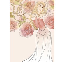 Ilustrație cu un personaj de desene animate înconjurat de flori de trandafir