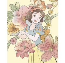 Ilustrație cu Albă-ca-Zăpada înconjurată de flori