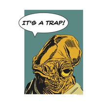 Ilustrație cu amiralul Ackbar cu balon de dialog: Este o capcană