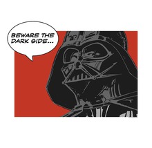 Darth Vader cu balonul de dialog: Atenție la partea întunecată.