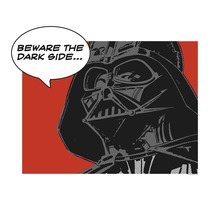 Imagine Star Wars Darth Vader cu balonul de text „Ferește-te de partea întunecată”