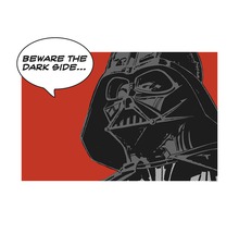 Ilustrație Darth Vader cu mesajul: Ferește-te de partea întunecată