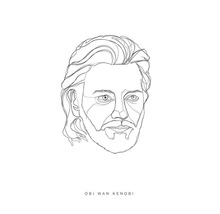 Ilustrație Obi-Wan Kenobi cu linii subțiri