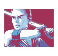 Ilustrație cu o femeie cu o sabie laser