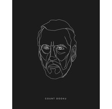 Reprezentare grafică a Contelui Dooku pe un fundal negru