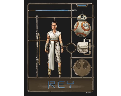 Set de construcție Star Wars Rey cu figurină, sabie laser și BB-8
