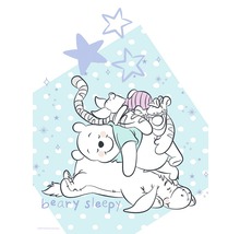 Ilustrație cu Winnie Ursuful, Purceluș, Tigger și Igor dormind unul peste altul