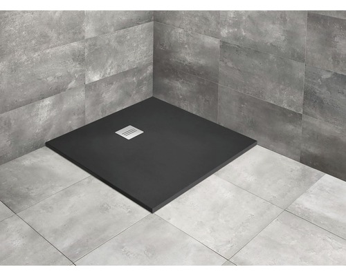 Cădiță de duș pătrată Radaway Kyntos C 80x80x3 cm compozit negru HKC8080-54