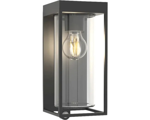 Lampă solară Lutec Flair E27 max. 1x2W 200 lumeni, senzor de mișcare, aluminiu Lumină de perete pentru exterior cu corp de sticlă și senzor de mișcare
