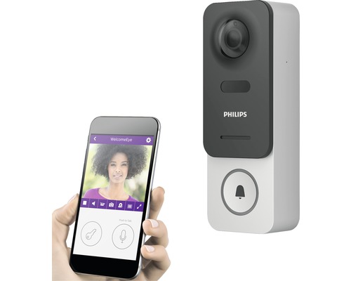 Videointerfon Philips WelcomeEye WiFi Smart, buton de sonerie, incl. acumulator