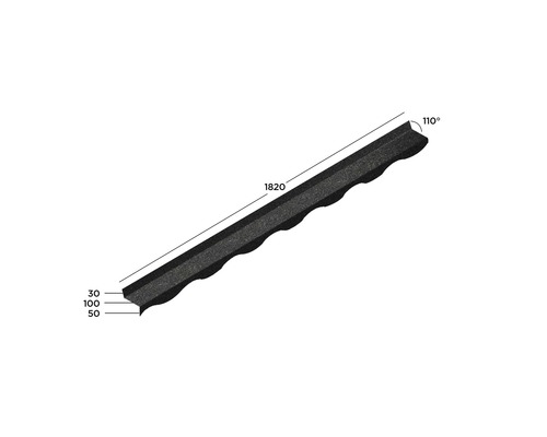 Element de coamă de acoperiș cu dimensiunile 1820 x 100 mm și un unghi de 110 grade