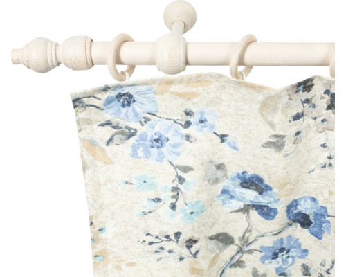 Bară de perdea din lemn cu draperie florală