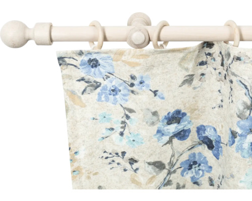 Bară de perdea din lemn cu perdea florală