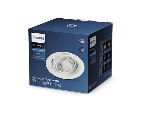 Ambalaj pentru spot încastrat Philips MyLiving cu trei setări de lumină
