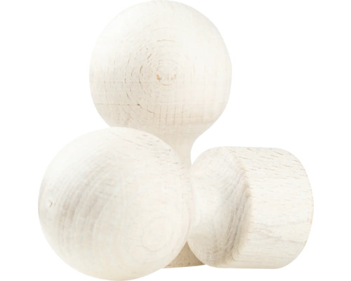 Trei figurine din lemn în formă de bilă și cilindru