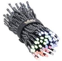 Șir luminos grupat cu LED-uri multicolore și logo-ul Twinkly pe banda velcro