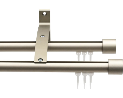 Bară dublă pentru perdele cu suport și cârlige pentru perdele