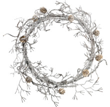 Coroană decorativă din crenguțe și conuri de brad pentru ocazii festive
