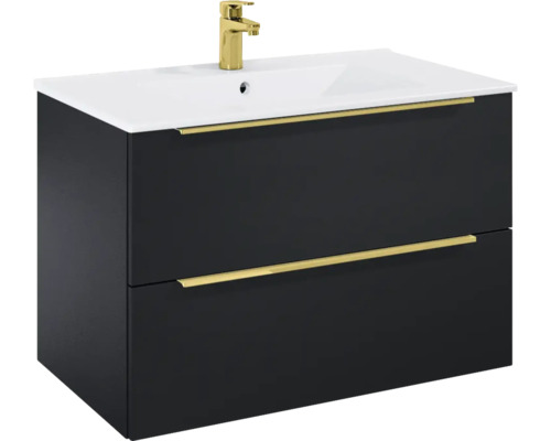 Set Roca Elegant Plus bază lavoar și lavoar 80 cm negru mat Set Roca Elegant Plus bază lavoar și lavoar 80 cm negru mat