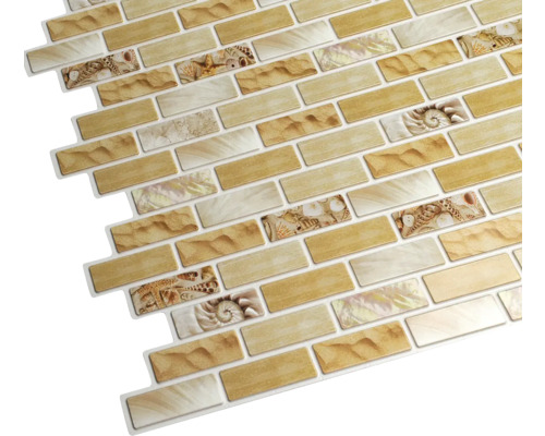 Faianță de perete cu model de piatră și motive marine