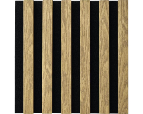 Panou lamele MDF suport pâslă negru/maro deschis 30x30 cm Panou de perete fonoabsorbant cu lamele din lemn