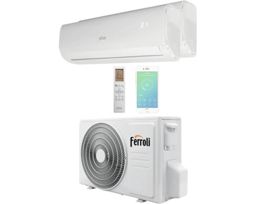 Aparat aer condiționat Ferroli Multisplit Giada M WiFi Smart 2x9000 BTU, alb, fără kit de instalare Aparat de aer condiționat Ferroli cu telecomandă și aplicație pentru smartphone