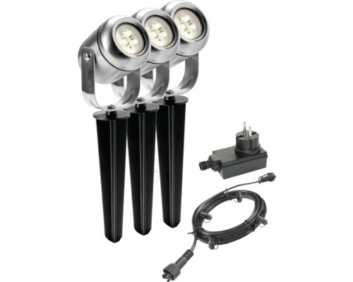 Set proiectoare spot cu LED integrat Bolsano 1,8W, 15 lumeni, pentru exterior IP44, oțel, 3 bucăți