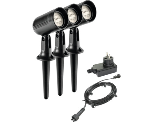 Set proiectoare spot cu LED integrat Taranto 1,8W, 150 lumeni, pentru exterior IP44, plastic, 3 bucăți