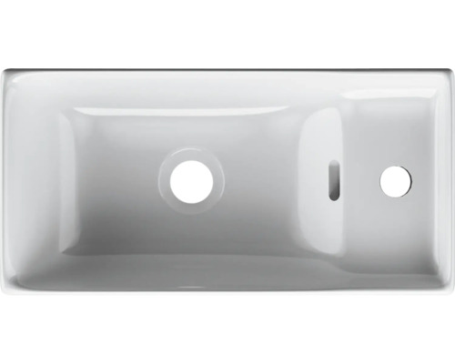 Chiuvetă din ceramică sanitară cu orificiu pentru robinet și preaplin